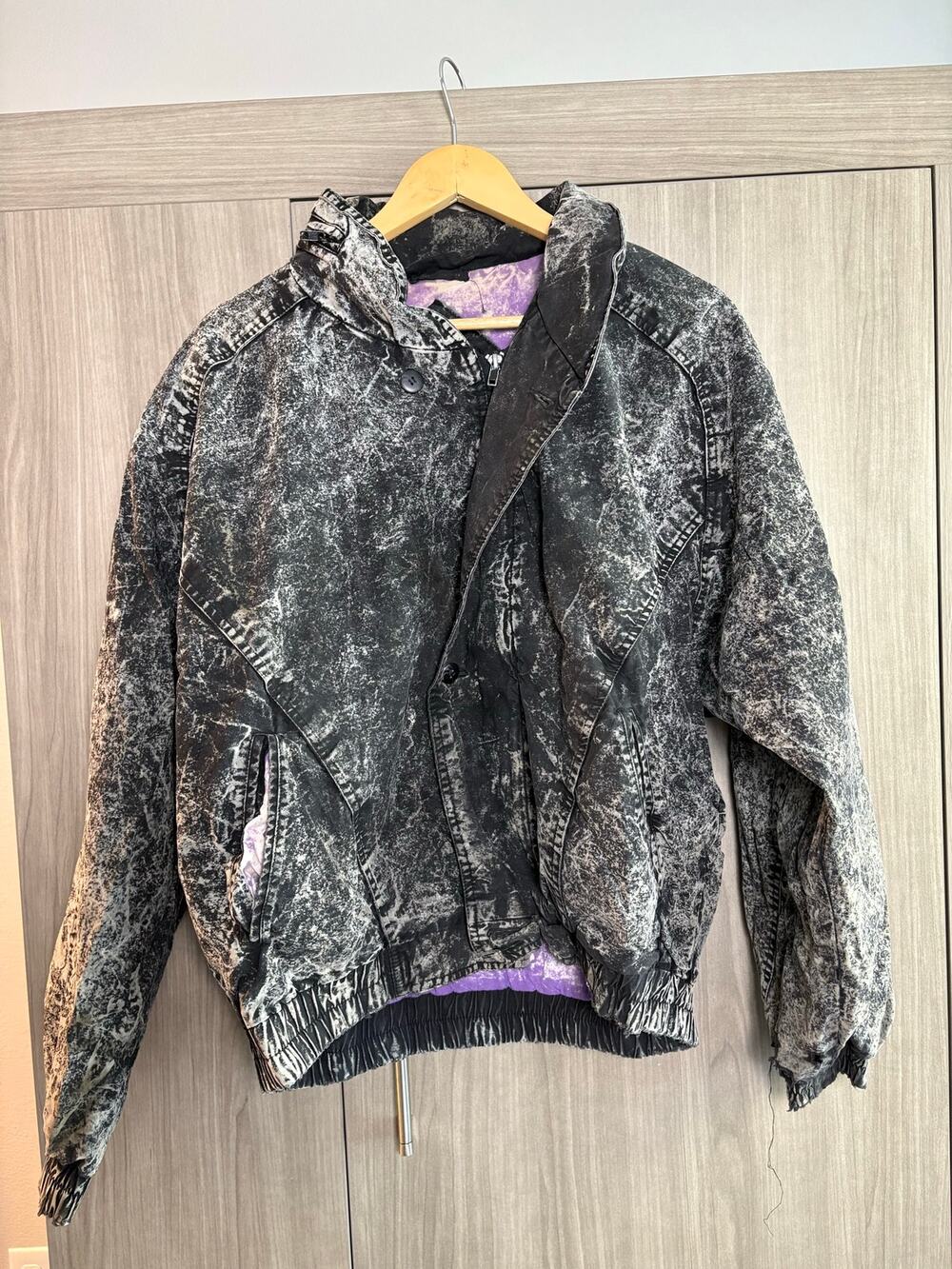Vintage acid wash bomber jacket Mad Max 1980s 1990s men size large